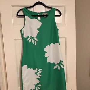 Lovely green and white floral shift. Silk like fabric. Fun summer dress !